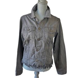 Evolution l Fringe Bottom Denim Grey Jean Jacket Kids XL
